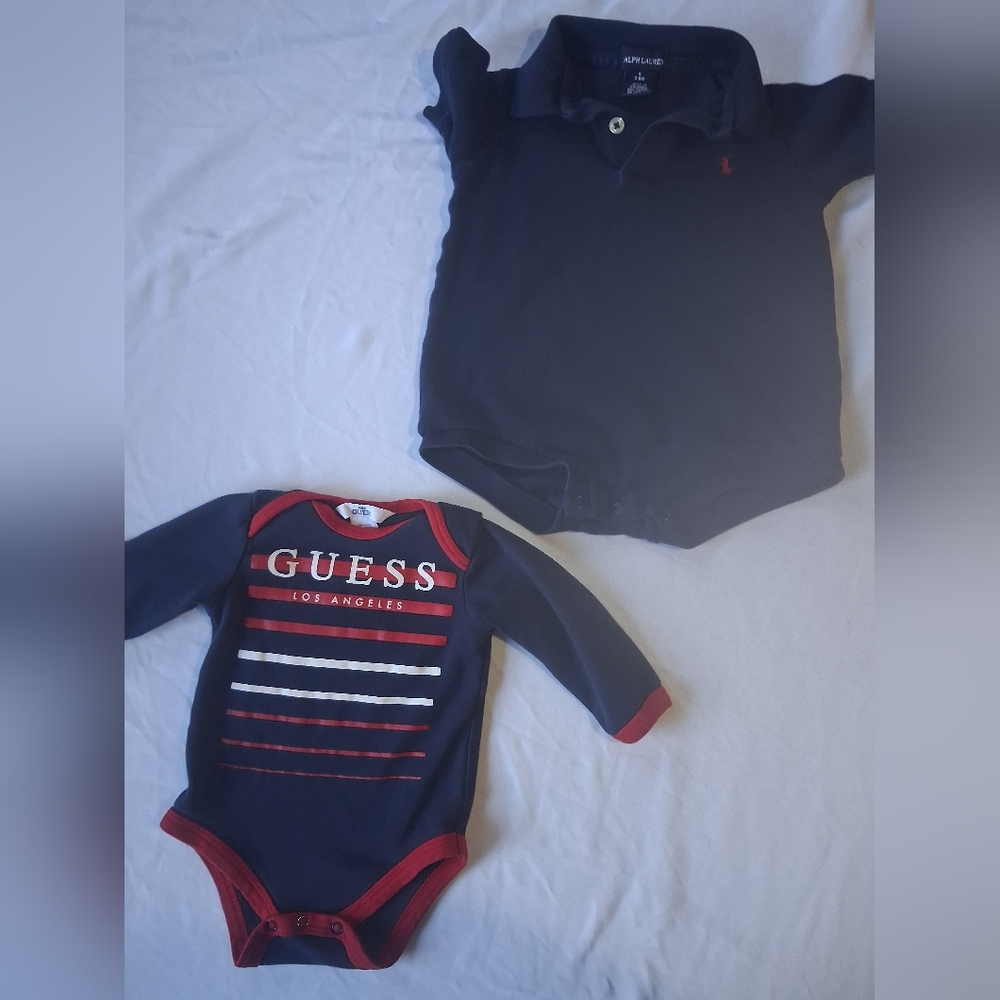 Guess and Ralph Lauren Baby Bodysuit Set in Navy and Red Size 3-6m